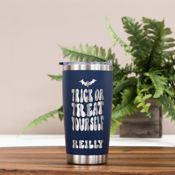 Personalized "Trick or Treat Yourself" Stainless Tumbler