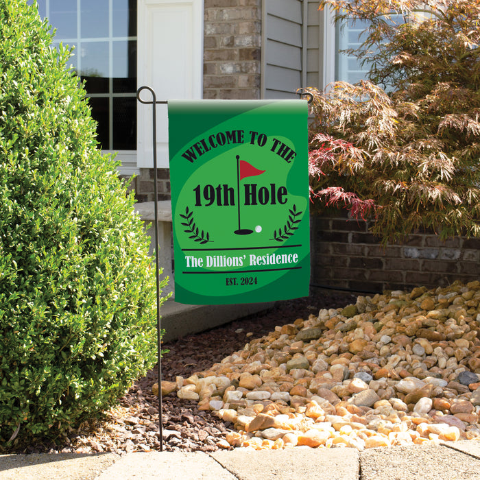 Personalized "Welcome to the 19th Hole" Garden Flag