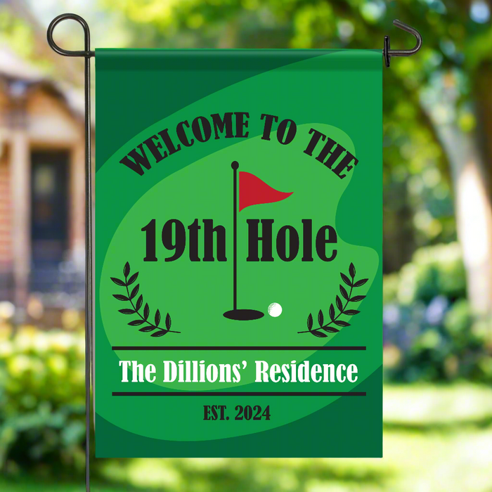 Personalized "Welcome to the 19th Hole" Garden Flag