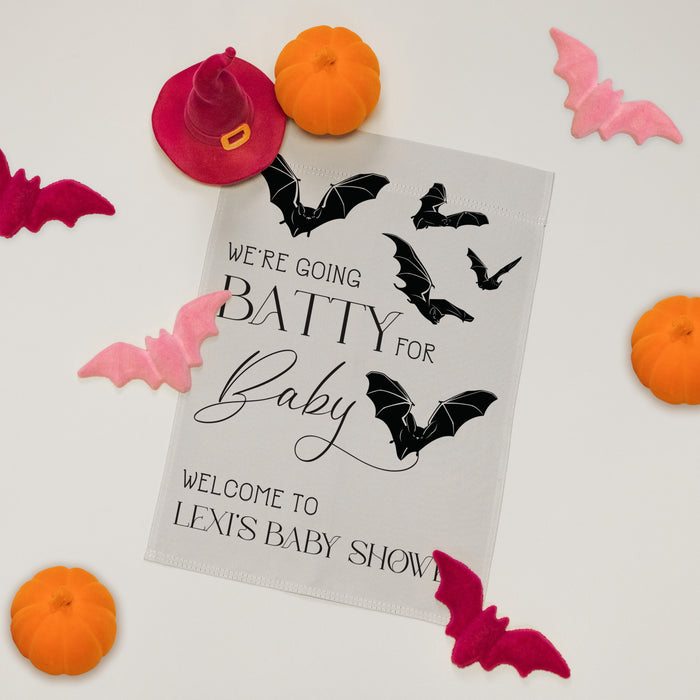 Personalized "Batty For Baby" Halloween Baby Shower Garden Flag