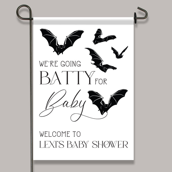 Personalized "Batty For Baby" Halloween Baby Shower Garden Flag