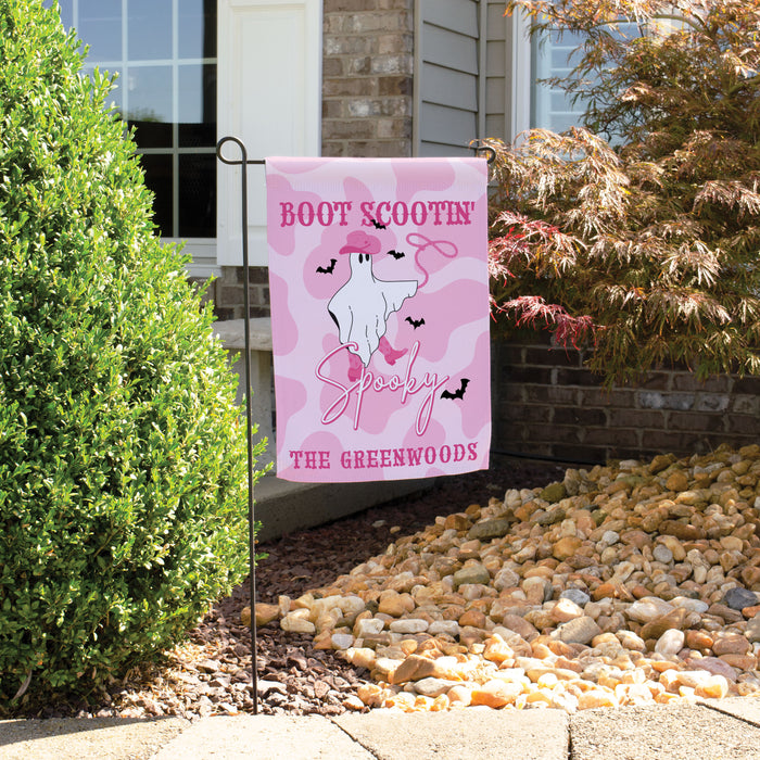 Personalized Pink Halloween Ghost Welcome Flag