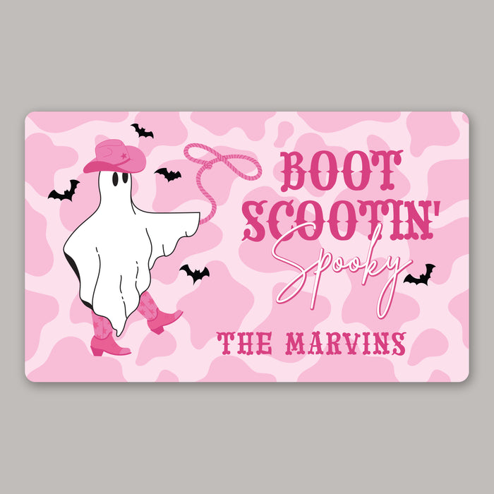 Personalized "Boot Scootin' Spooky" Door Mat