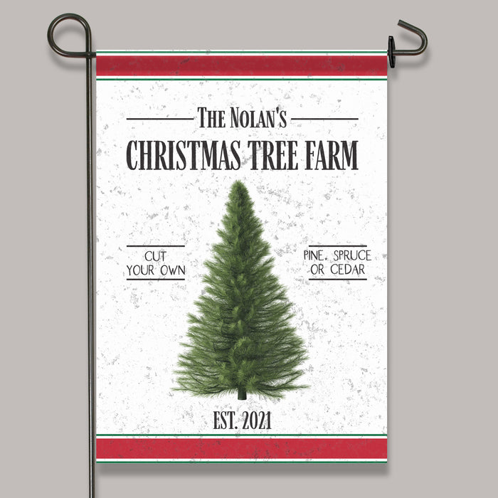 Personalized Christmas Tree Farm Garden Flag