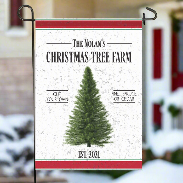 Personalized Christmas Tree Farm Garden Flag