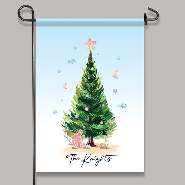 Personalized Coastal Christmas Garden Flag