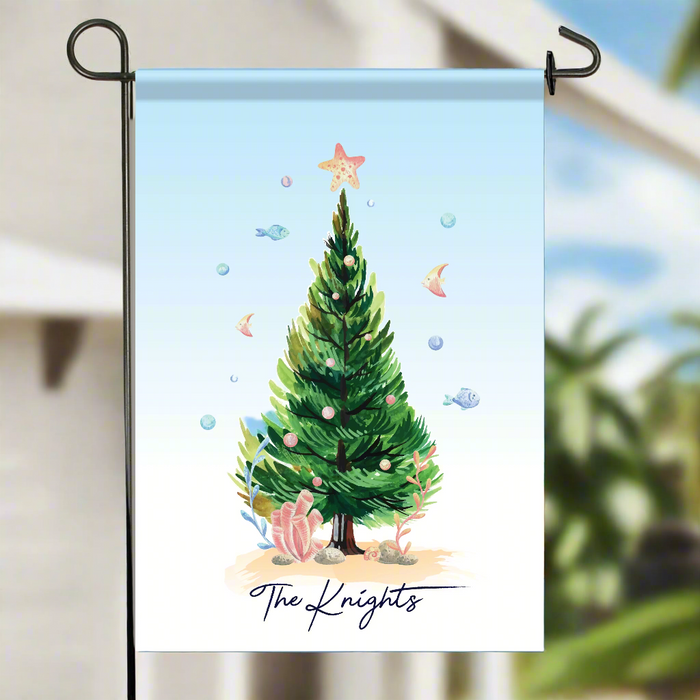 Personalized Coastal Christmas Garden Flag