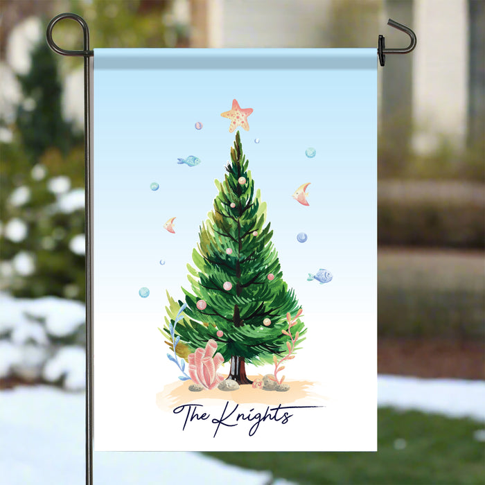 Personalized Coastal Christmas Garden Flag