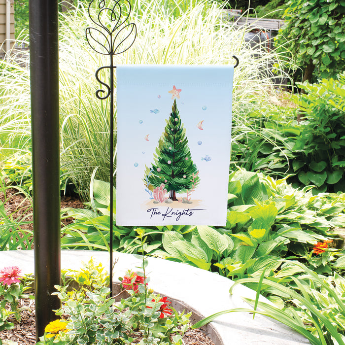 Personalized Coastal Christmas Garden Flag