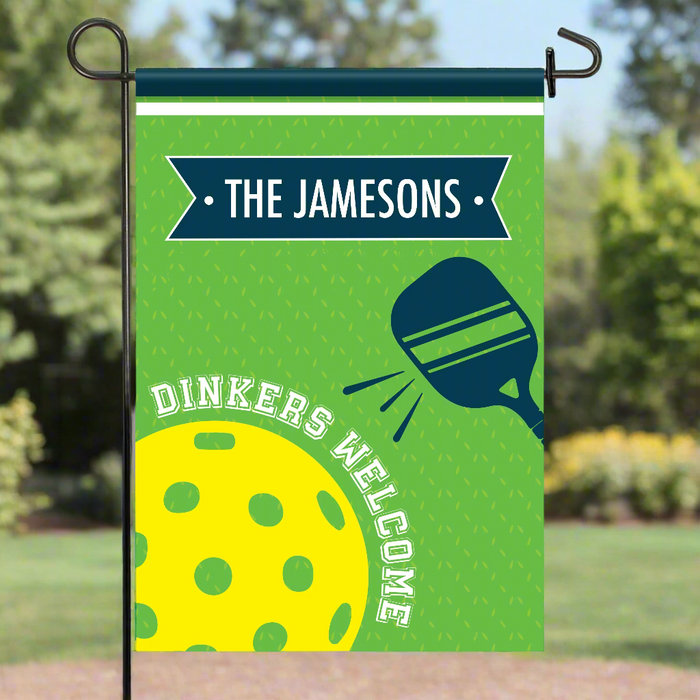 Personalized "Dinkers Welcome" Pickleball Garden Flag