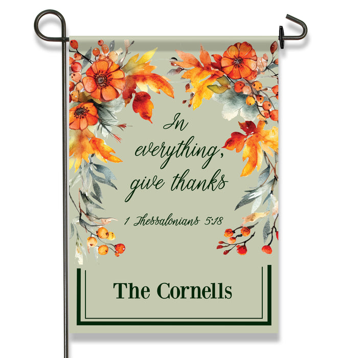 Personalized "In Everything Give Thanks" Fall Garden Flag