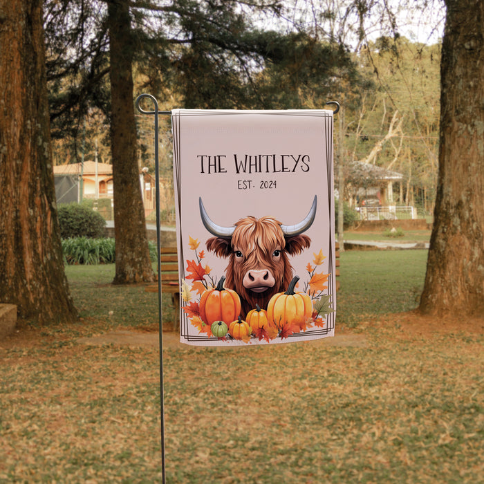 Personalized Autumn Highland Cow Flag