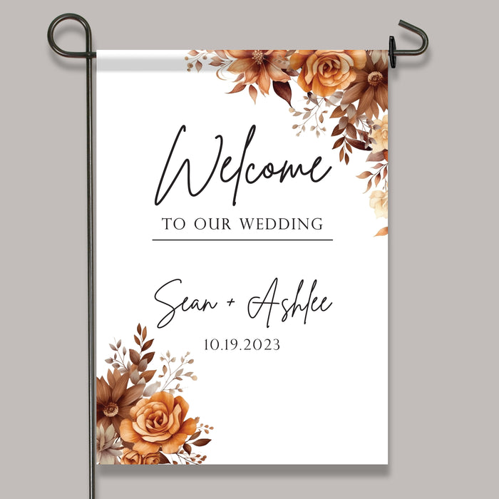 Personalized "Fall In love" Autumn Bridal Shower Welcome Flag