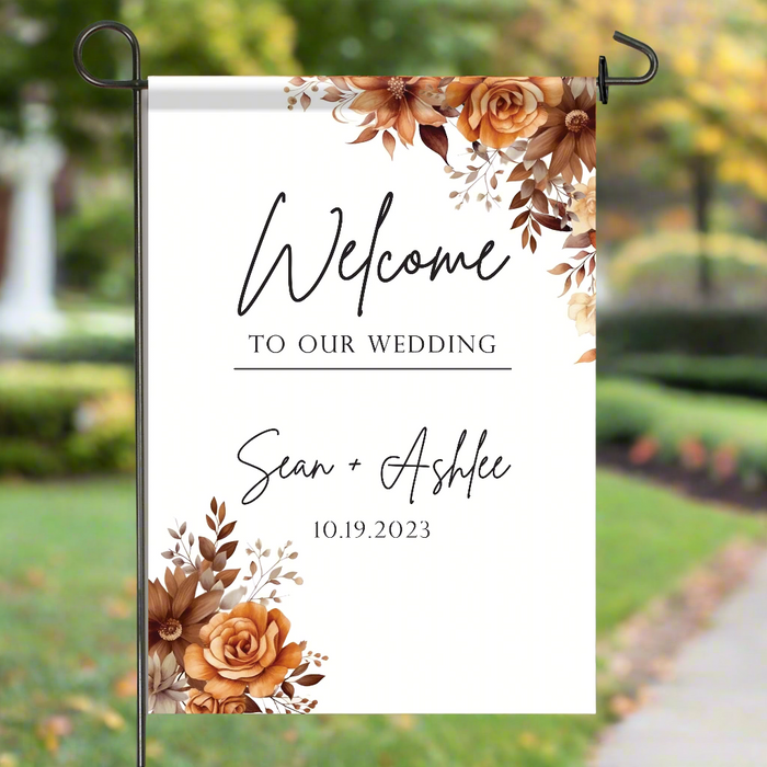 Personalized "Fall In love" Autumn Bridal Shower Welcome Flag