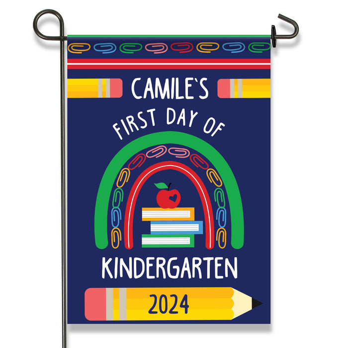 Make your child's first day of school extra special with our personalized First Day of School flag! This beautifully crafted flag is the perfect way to celebrate this important milestone and create lasting memories.