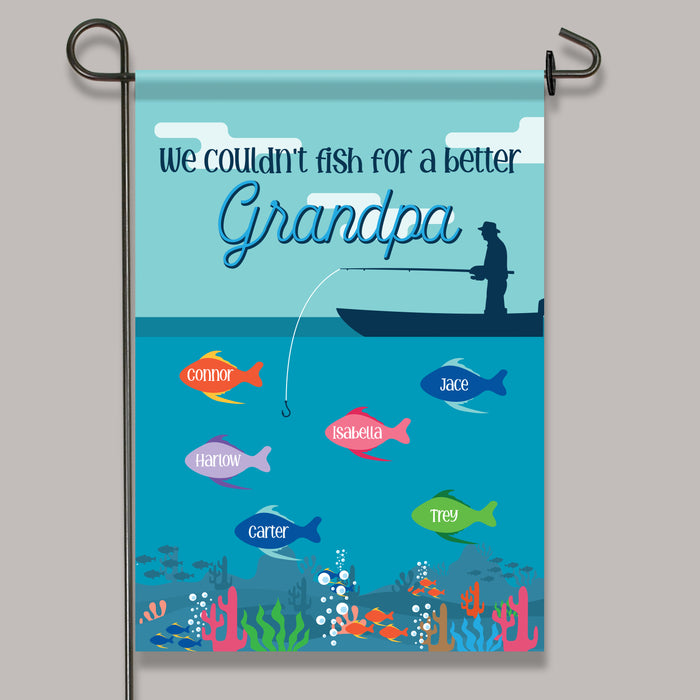 Personalized Fish for a Better Grandpa Garden Flag