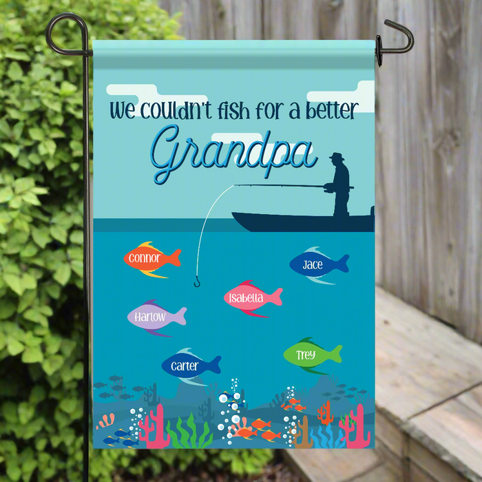 Personalized Fish for a Better Grandpa Garden Flag