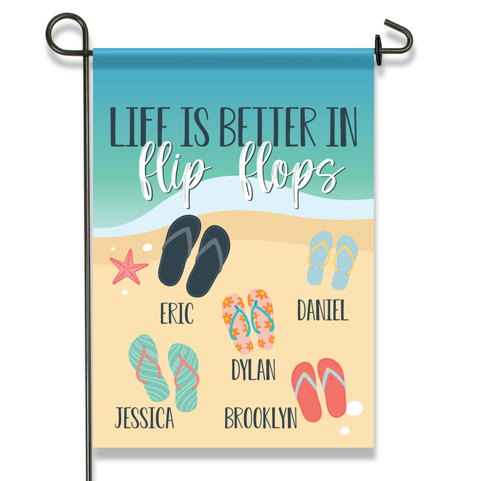 Personalized "Life Is Better In Flip Flops" Summer Outside Decor Flag