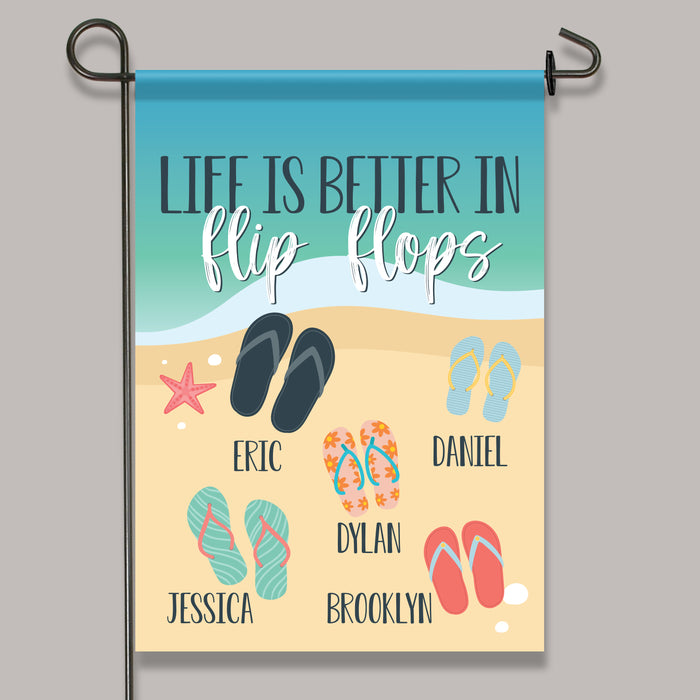 Personalized "Life Is Better In Flip Flops" Summer Outside Decor Flag