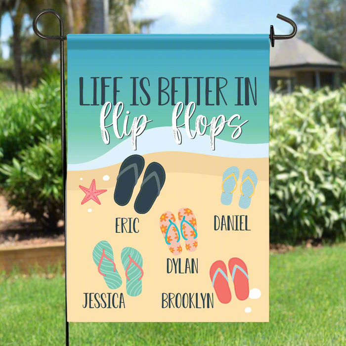 Personalized "Life Is Better In Flip Flops" Summer Outside Decor Flag