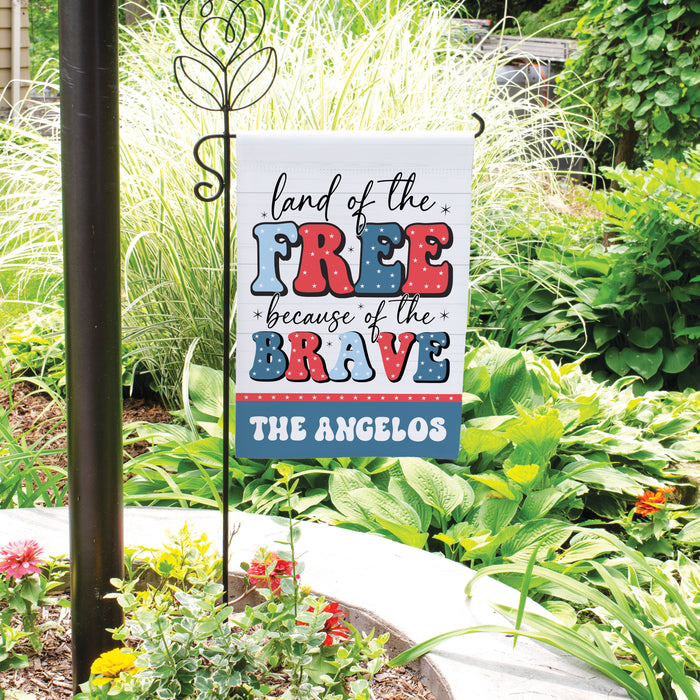 Personalized "Land of the Free" Garden Flag