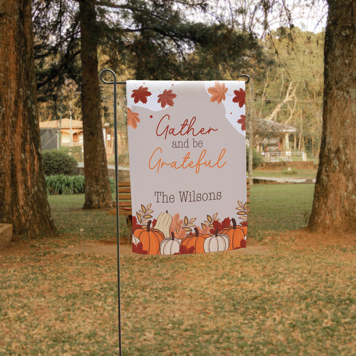 Personalized "Gather and be Grateful" Fall Garden Flag