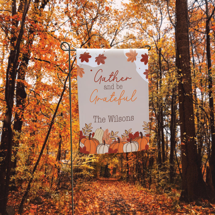 Personalized "Gather and be Grateful" Fall Garden Flag