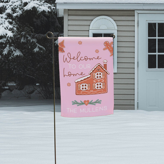 Personalized Gingerbread House Garden Flag