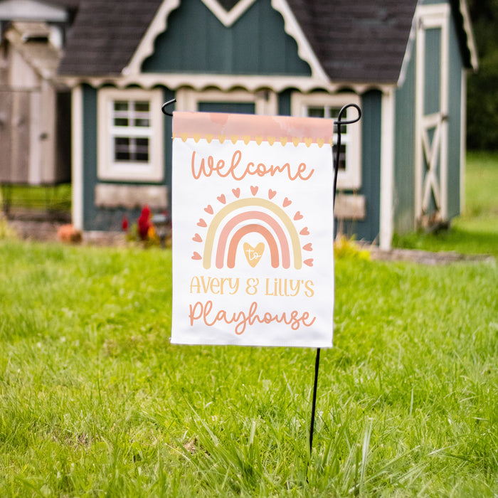 Personalized "Welcome to my Playhouse" Rainbow Garden Flag