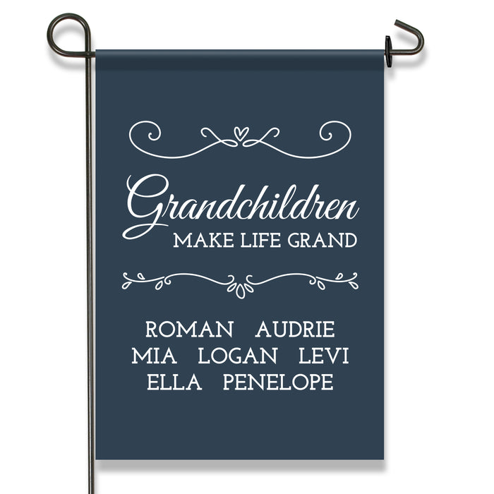 Personalized Grandchildren Make Life Grand Garden Flag
