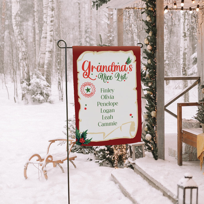Personalized "Grandma's Nice List" Christmas Garden Flag