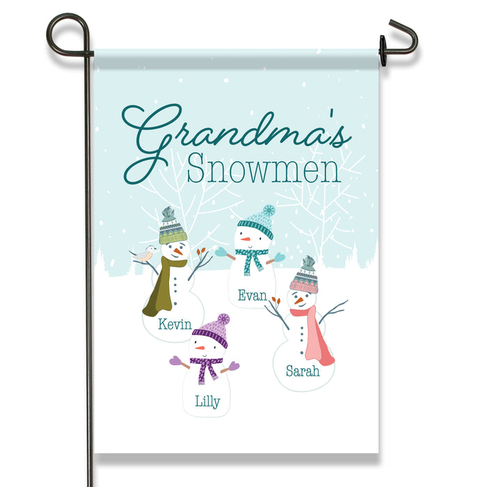 Personalized Grandma's Snowmen Garden Flag