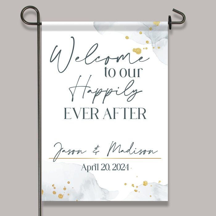 Personalized Happily Ever After Wedding Welcome Flag