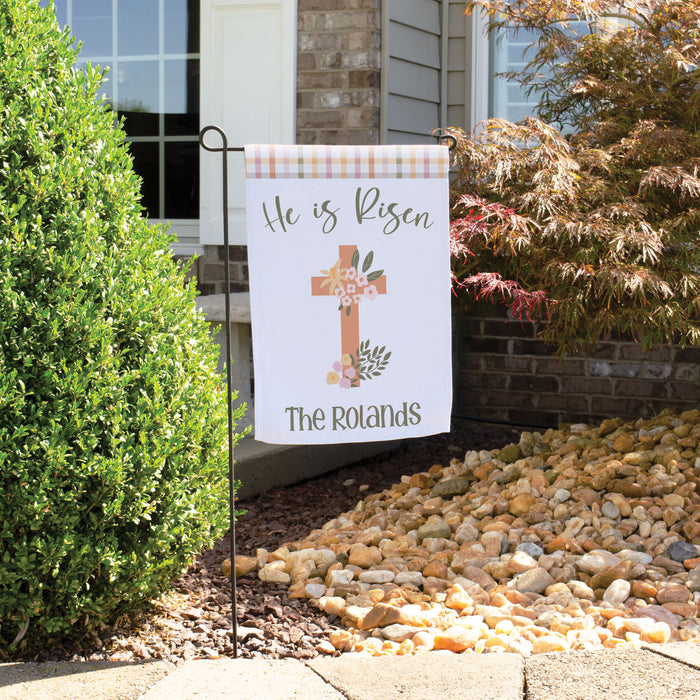 Personalized "He Is Risen" Religious Easter Garden Flag