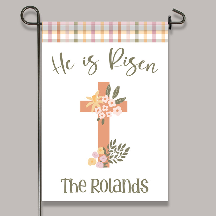 Personalized "He Is Risen" Religious Easter Garden Flag