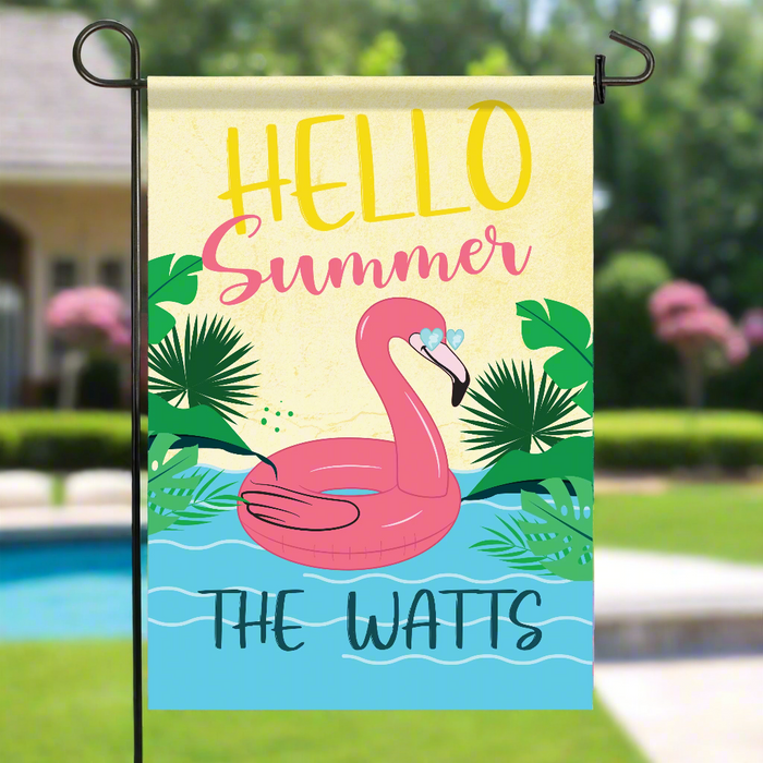 Personalized "Hello Summer" Garden Flag