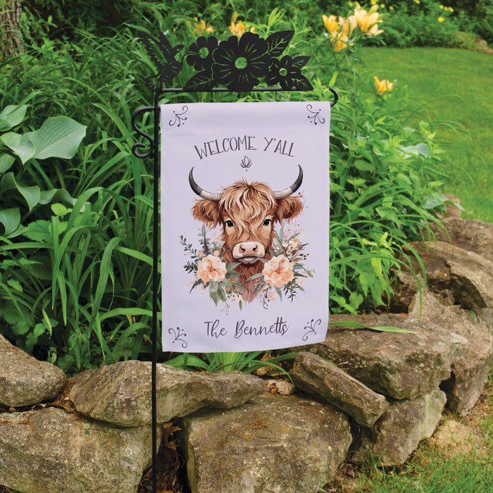 Personalized Welcome Ya'll Highland Cow Flag