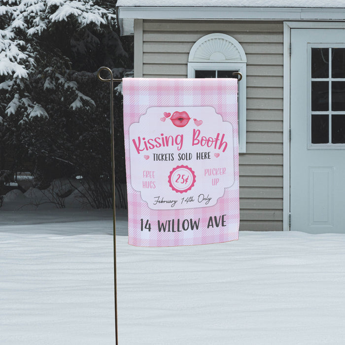 Personalized "Kissing Booth" Valentine's Day Garden Flag