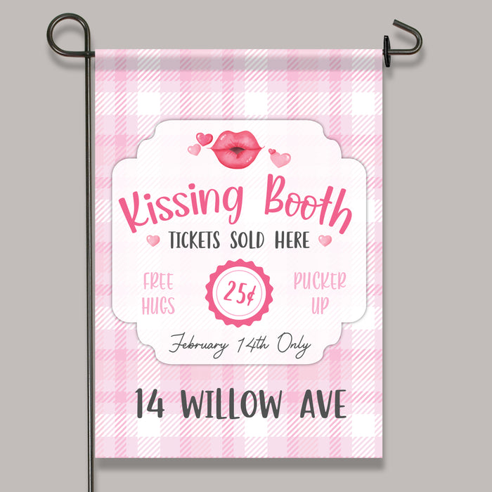 Personalized "Kissing Booth" Valentine's Day Garden Flag