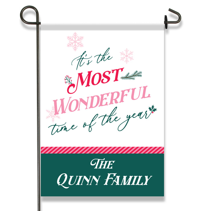 Personalized "Most Wonderful Time of the Year" Garden Flag