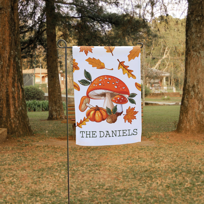 Personalized Fall Mushroom Welcome Flag