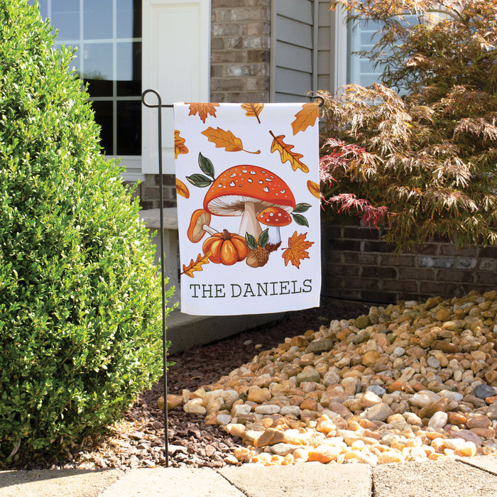 Personalized Fall Mushroom Welcome Flag