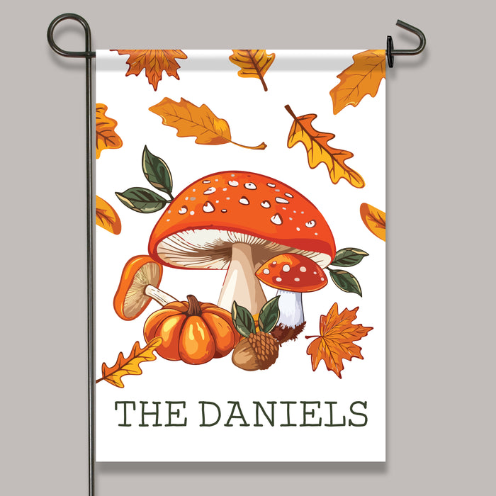 Personalized Fall Mushroom Welcome Flag