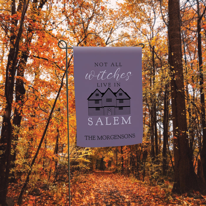 Personalized Salem Witch Halloween Welcome Flag