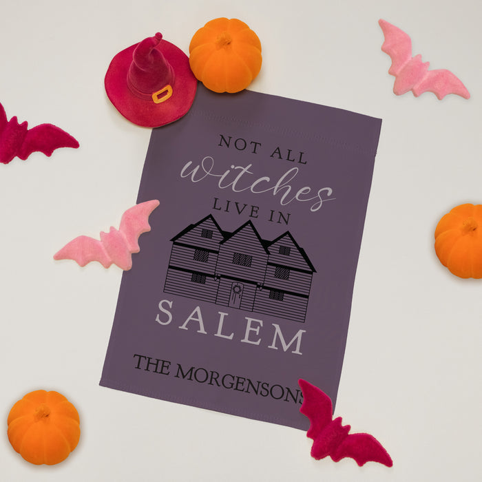 Personalized Salem Witch Halloween Welcome Flag