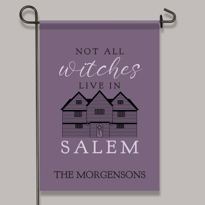 Personalized Salem Witch Halloween Welcome Flag