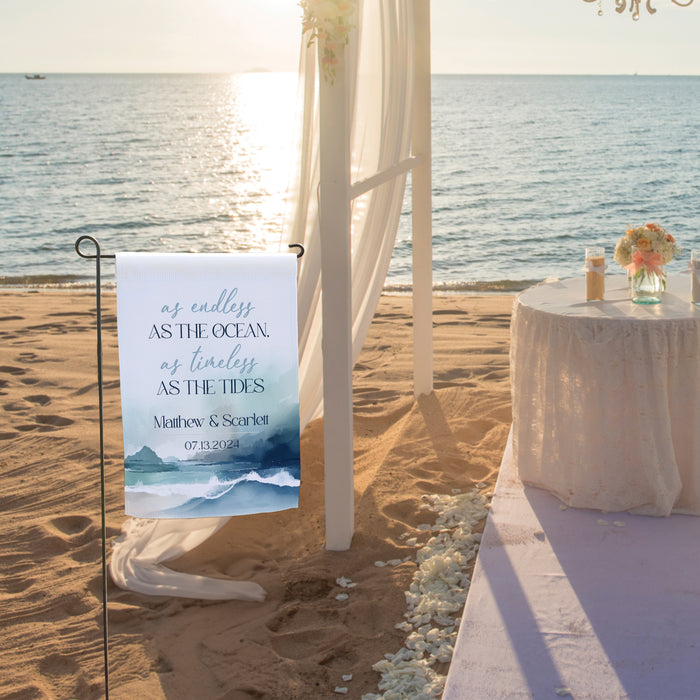 Personalized Beach Wedding Waves Welcome Flag