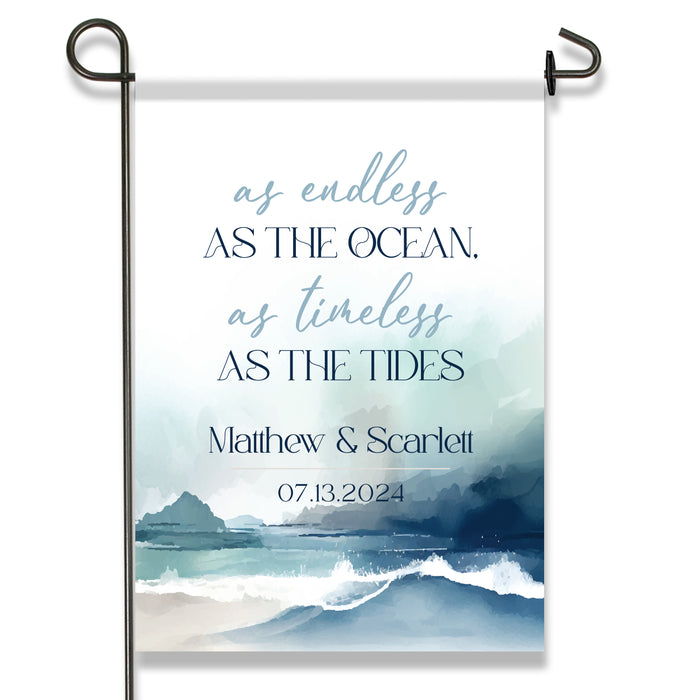 Personalized Beach Wedding Waves Welcome Flag