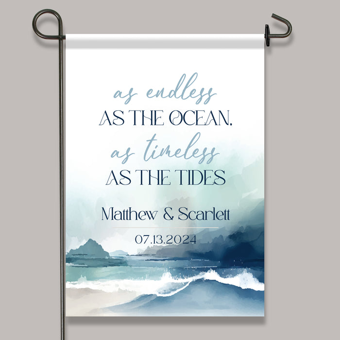 Personalized Beach Wedding Waves Welcome Flag