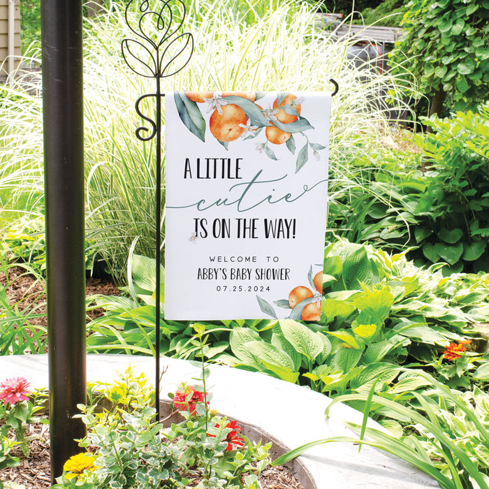 Personalized Orange Cutie Baby Shower Welcome Flag